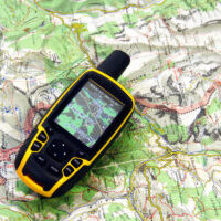 GPS receiver on background map.